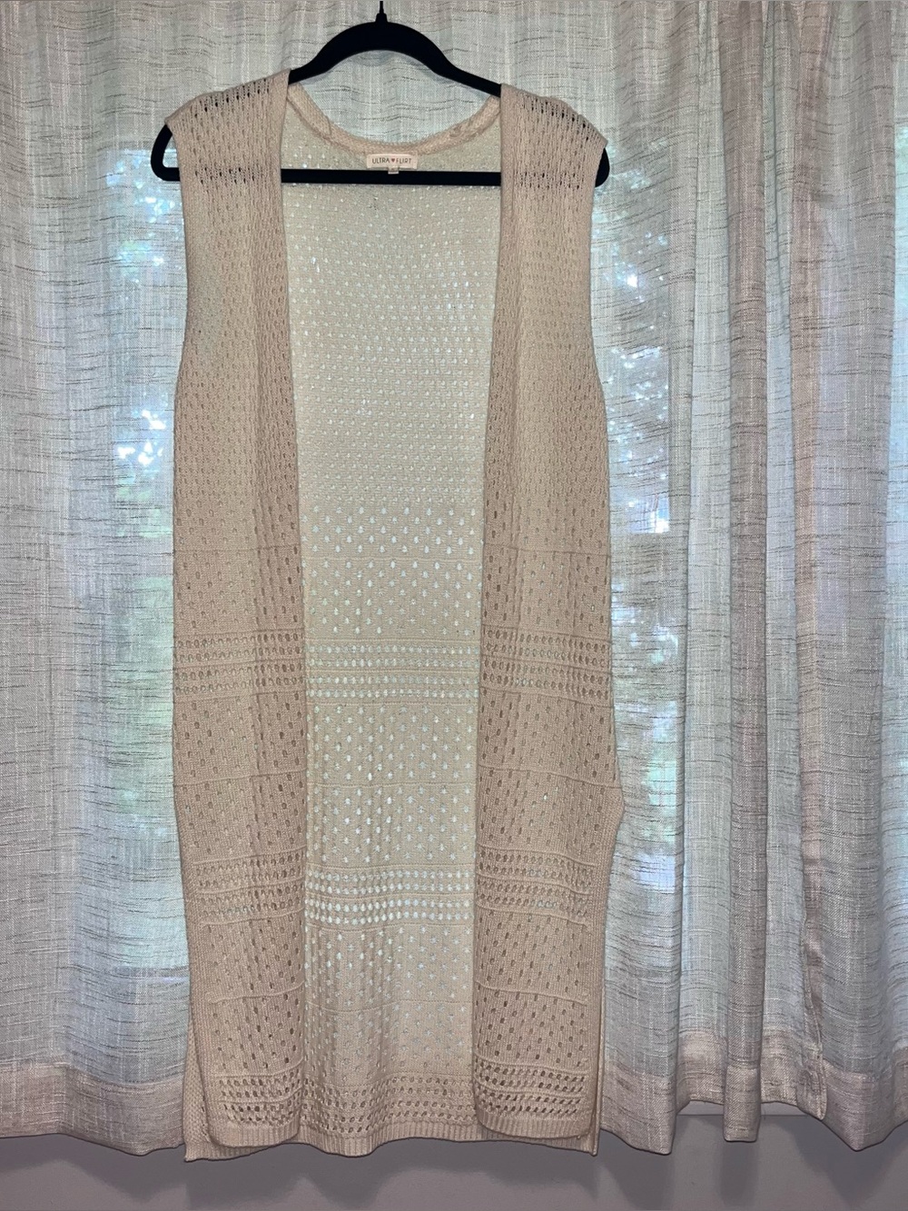 Ultra Flirt Open Long Line Knit Sweater Vest